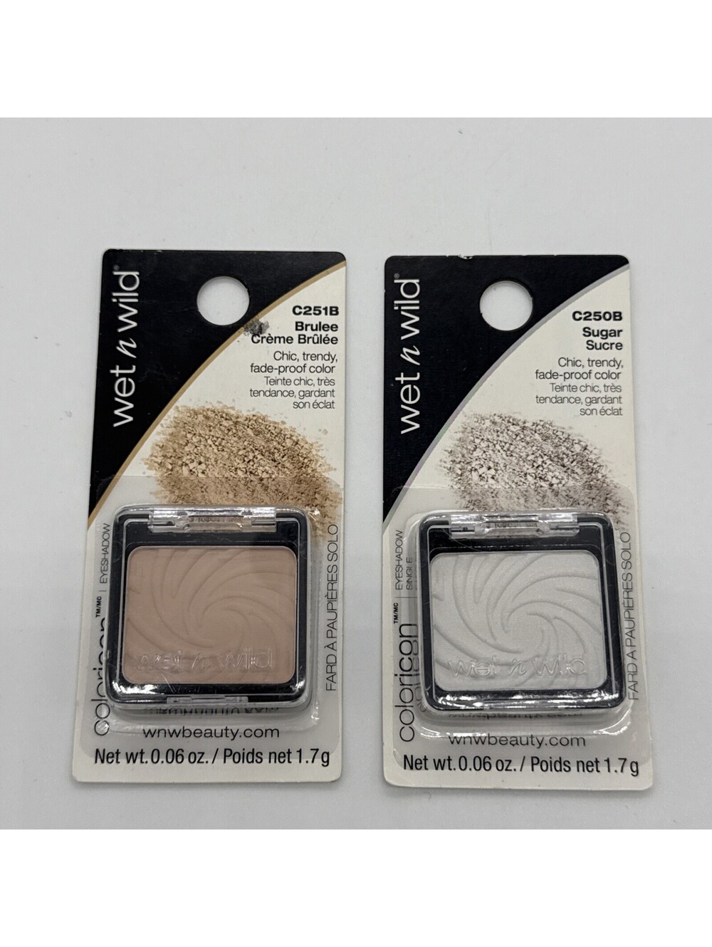 2x Wet n Wild Color Icon Eyeshadow Singles C250B Sugar & C251B Brulee NIP